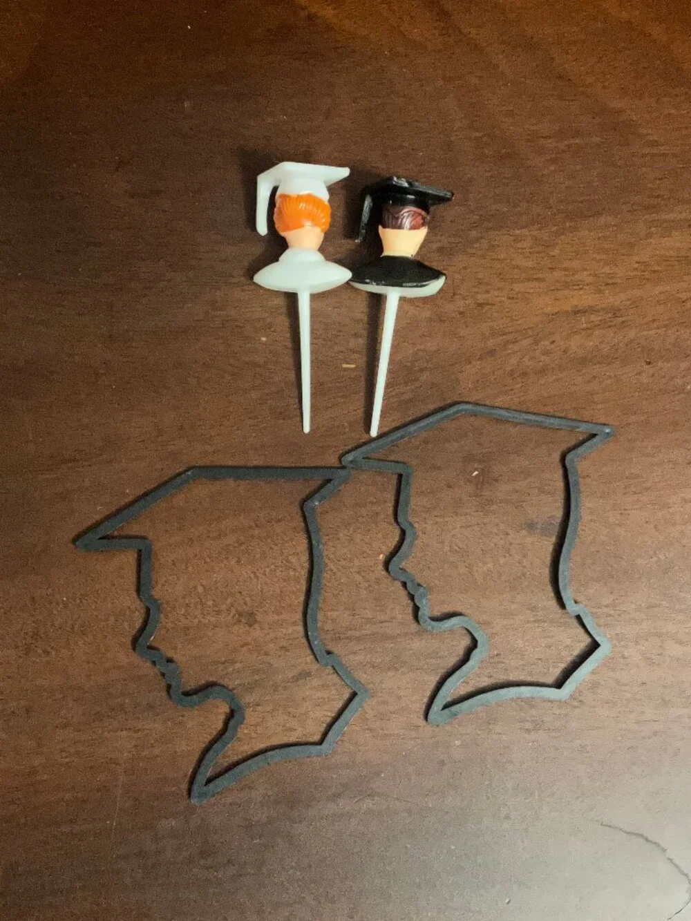 Set of 4 Vintage Graduation Cake / Cupcake Toppers Boy & Girl
